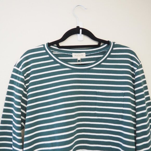 * NWT Roolee Mirae Green White Stripe Top sz L - Picture 3 of 6